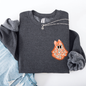 Cute Coquette, Faux Lace Ghost, Halloween, Pocket Sweatshirt