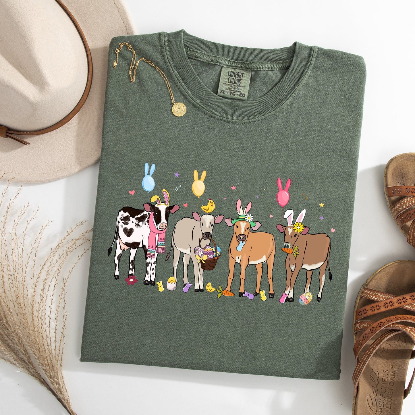 Cute Cows, Easter, Bunny, Jesus, Rabbit, Holiday Tshirt Comfort Colors T-Shirt