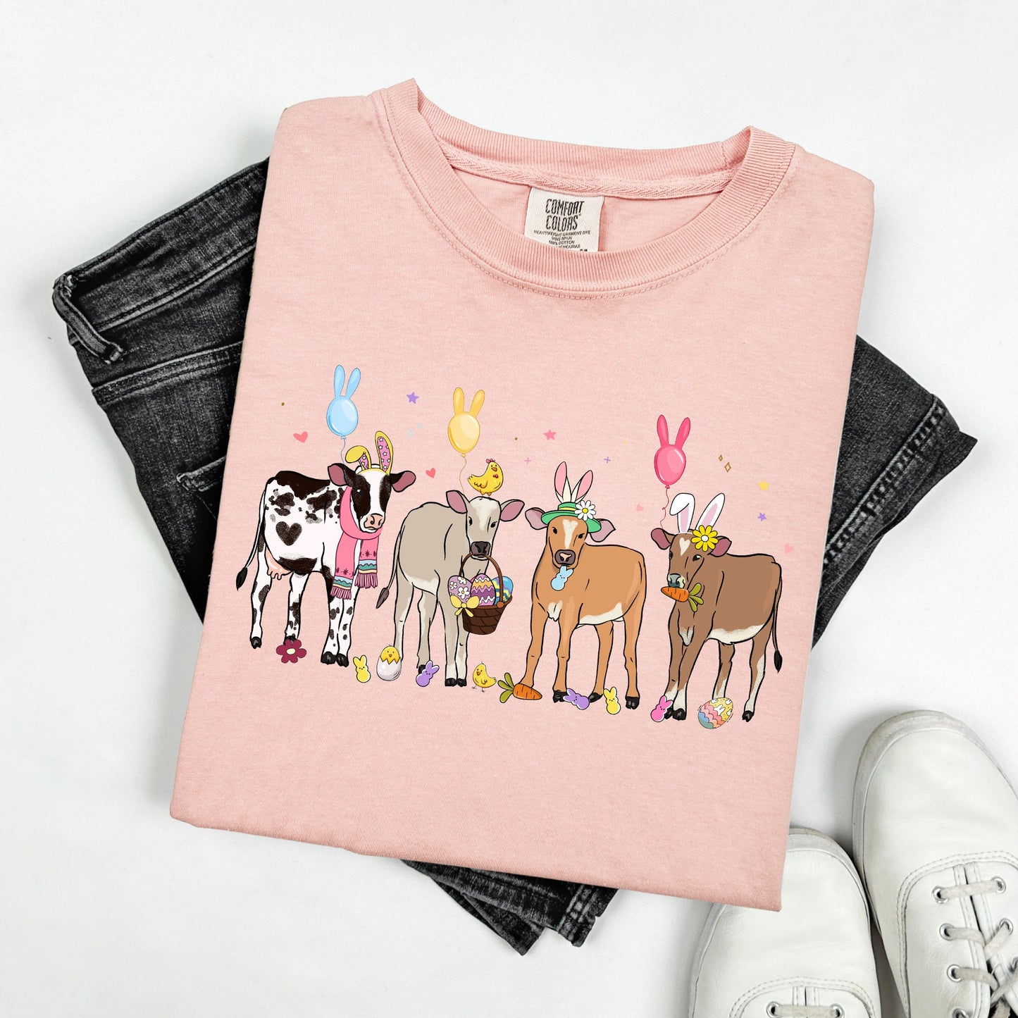 Cute Cows, Easter, Bunny, Jesus, Rabbit, Holiday Tshirt Comfort Colors T-Shirt