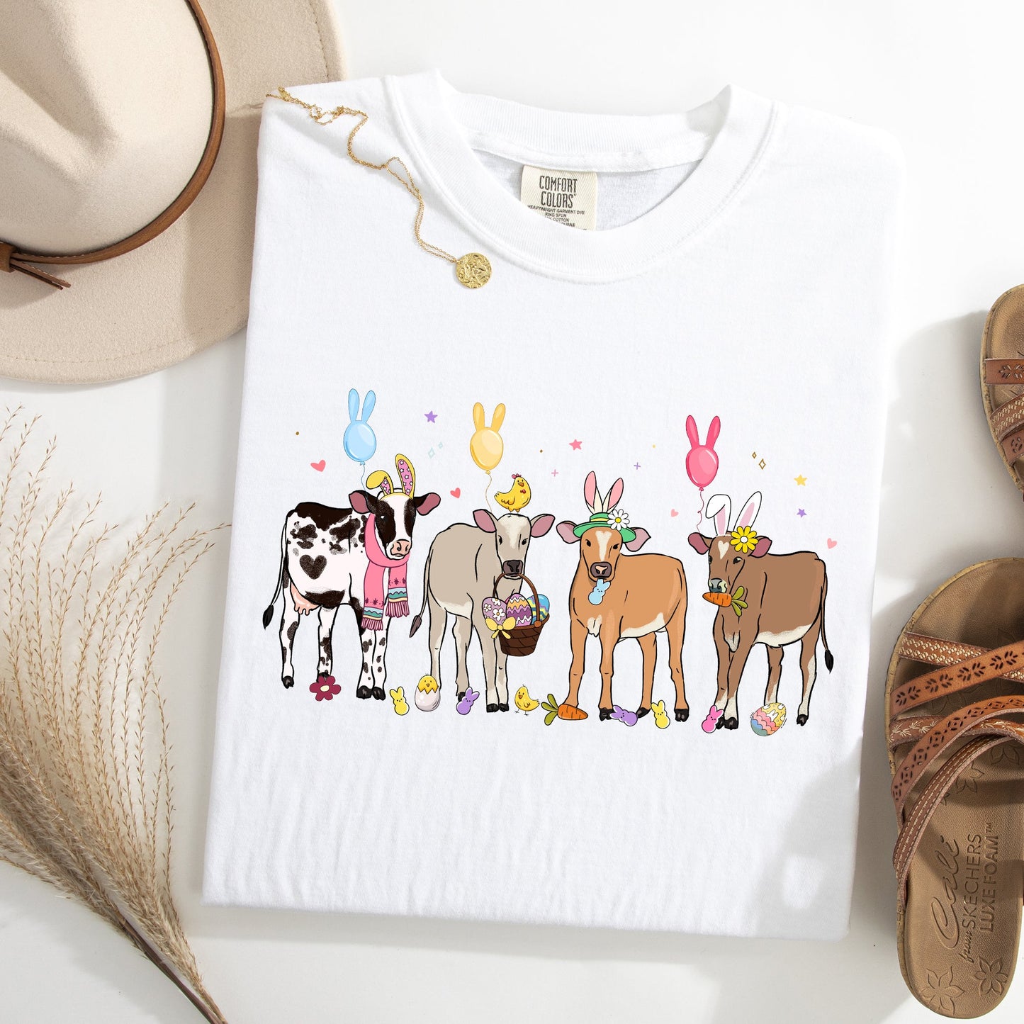 Cute Cows, Easter, Bunny, Jesus, Rabbit, Holiday Tshirt Comfort Colors T-Shirt