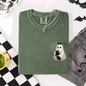 Cute Ghost, Black Cat, Halloween, Coquette, Pocket, Comfort Colors T-Shirt