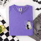 Cute Ghost, Black Cat, Halloween, Coquette, Pocket, Comfort Colors T-Shirt