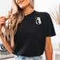 Cute Ghost, Black Cat, Halloween, Coquette, Pocket, Comfort Colors Pocket T-Shirt