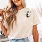 Cute Ghost, Black Cat, Halloween, Coquette, Pocket, Comfort Colors Pocket T-Shirt