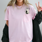 Cute Ghost, Black Cat, Halloween, Coquette, Pocket, Comfort Colors Pocket T-Shirt