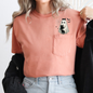 Cute Ghost, Black Cat, Halloween, Coquette, Pocket, Comfort Colors Pocket T-Shirt