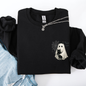 Cute Ghost, Black Cat, Halloween, Coquette, Pocket Sweatshirt
