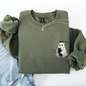 Cute Ghost, Black Cat, Halloween, Coquette, Pocket Sweatshirt