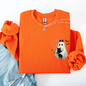 Cute Ghost, Black Cat, Halloween, Coquette, Pocket Sweatshirt