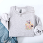 Cute Ghost, Coquette, Ribbon, Faux Glitter, Halloween, Pocket Sweatshirt