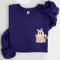 Cute Ghost, Coquette, Ribbon, Faux Glitter, Halloween, Pocket Sweatshirt