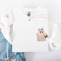 Cute Ghost, Coquette, Ribbon, Faux Glitter, Halloween, Pocket Sweatshirt