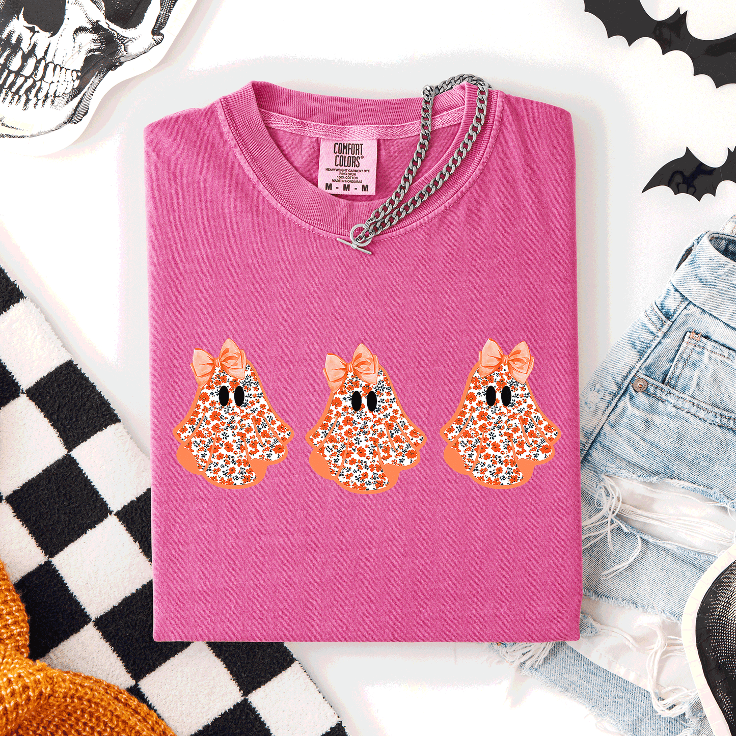 Cute Halloween Ghosts, Pattern, Coquette, Comfort Colors T-Shirt