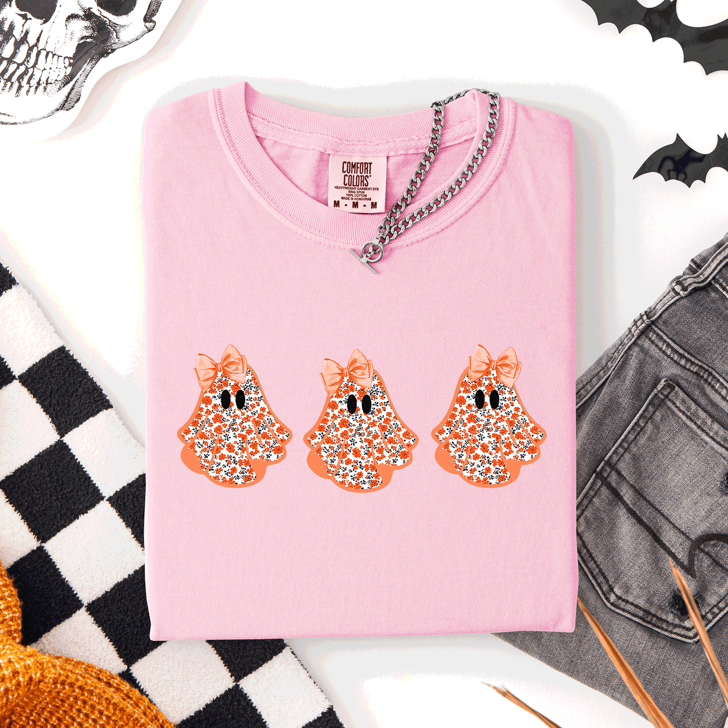 Cute Halloween Ghosts, Pattern, Coquette, Comfort Colors T-Shirt