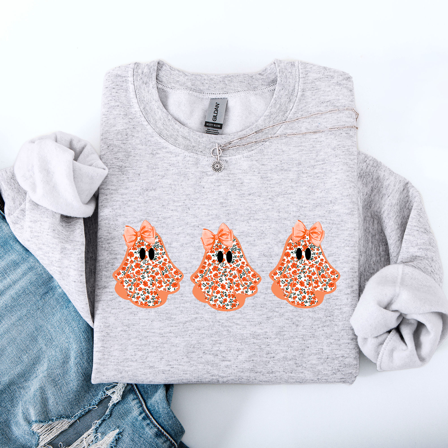 Cute Halloween Ghosts, Pattern, Coquette Sweatshirt
