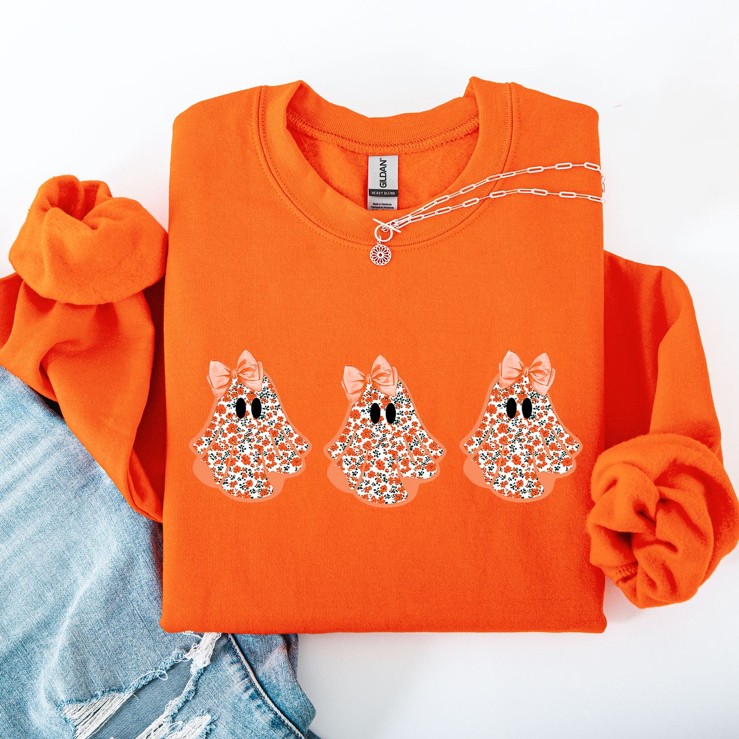 Cute Halloween Ghosts, Pattern, Coquette Sweatshirt