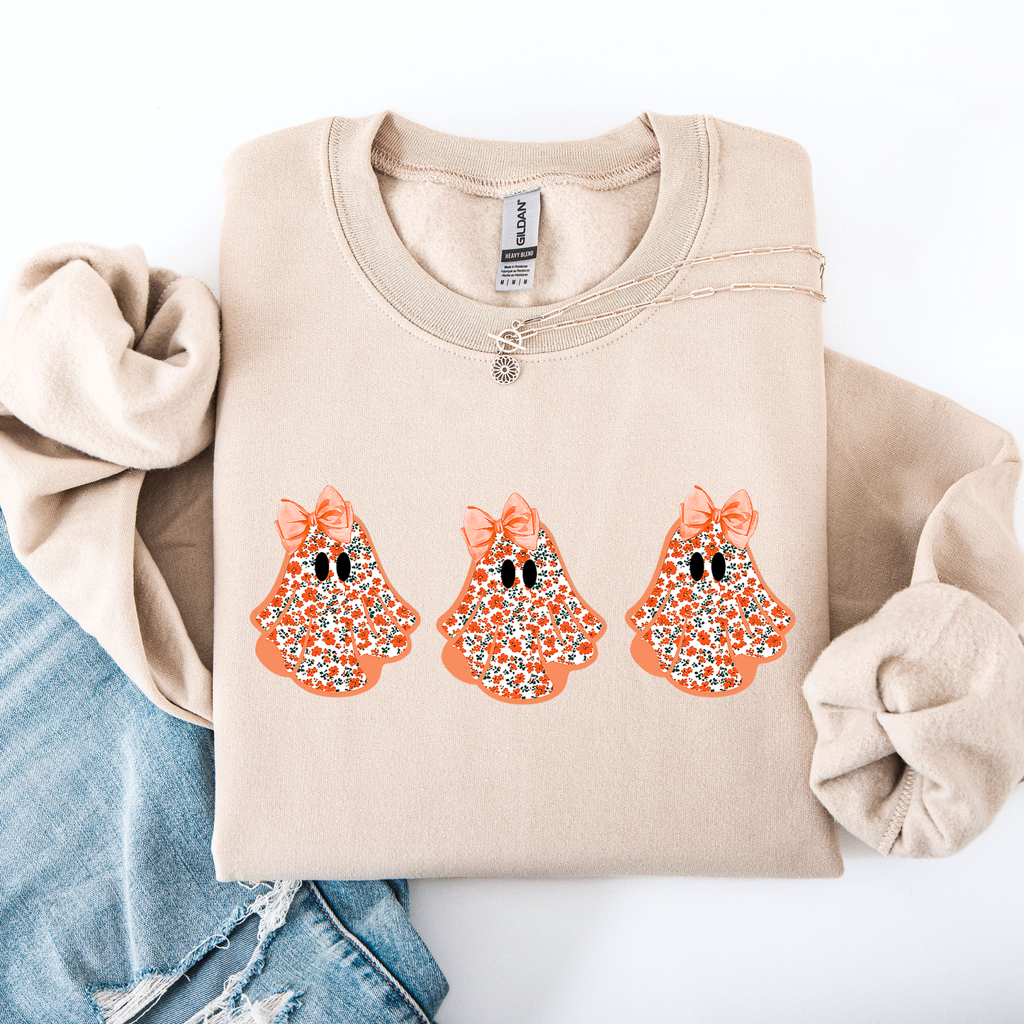 Cute Halloween Ghosts, Pattern, Coquette Sweatshirt