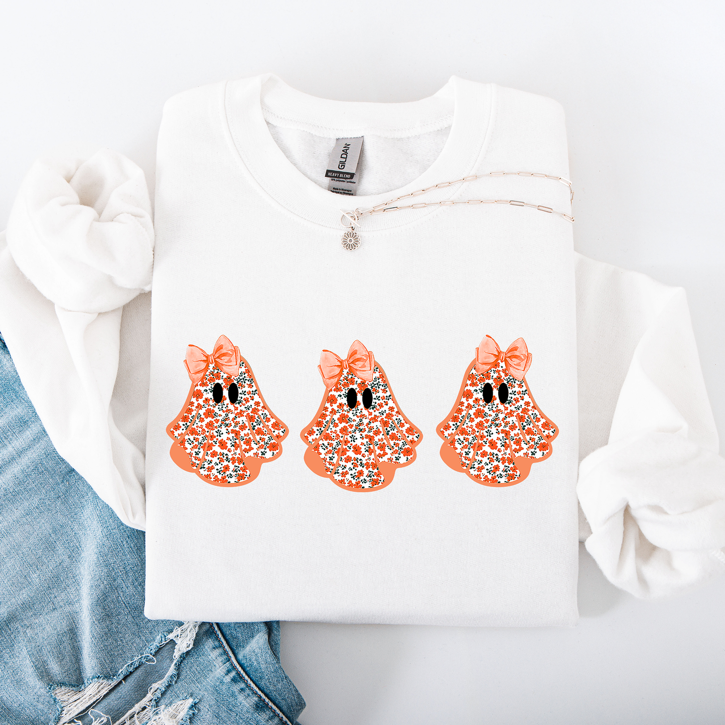 Cute Halloween Ghosts, Pattern, Coquette Sweatshirt