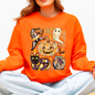 Cute Halloween Painted, Pumpkin, Black Cat, Ghost, Witch Sweatshirt