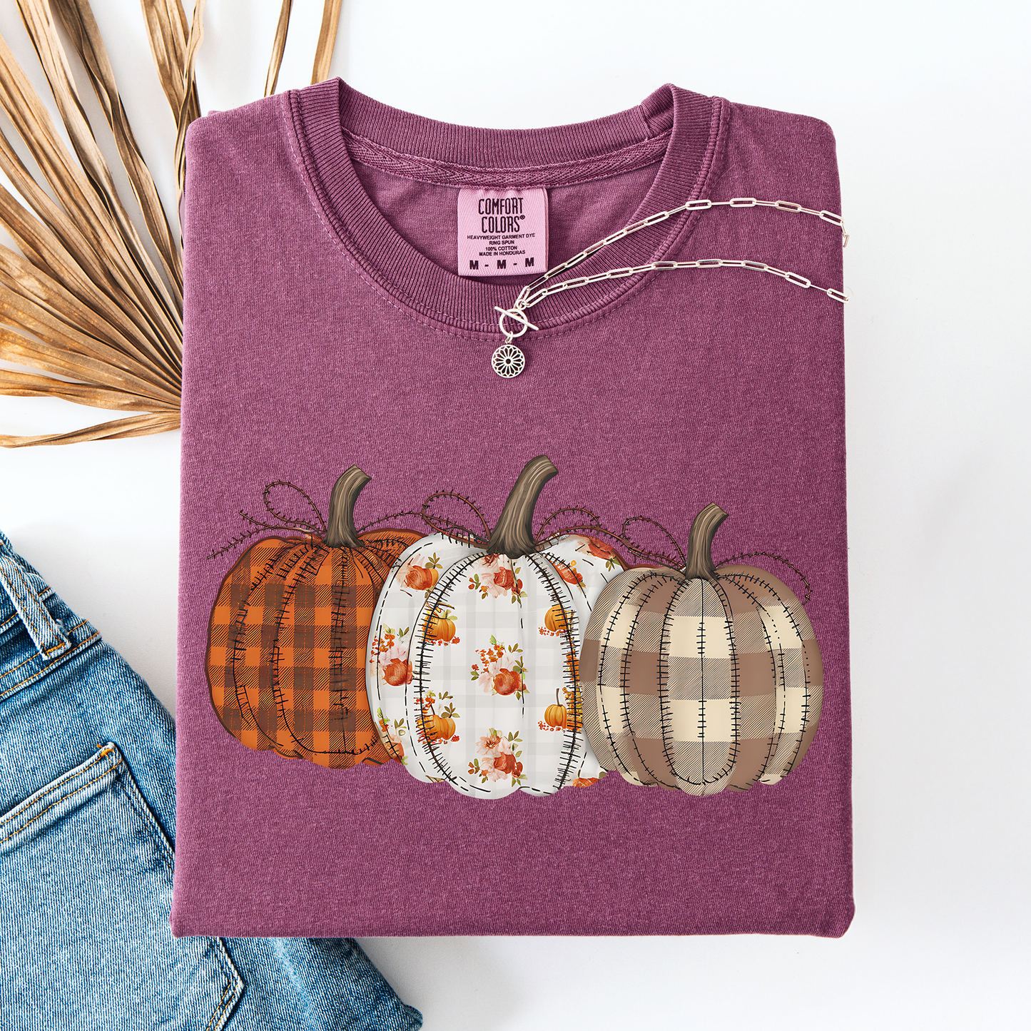 Cute Patterned Pumpkins, Halloween, Autumn, Fall, Plaid, Comfort Colors T-Shirt