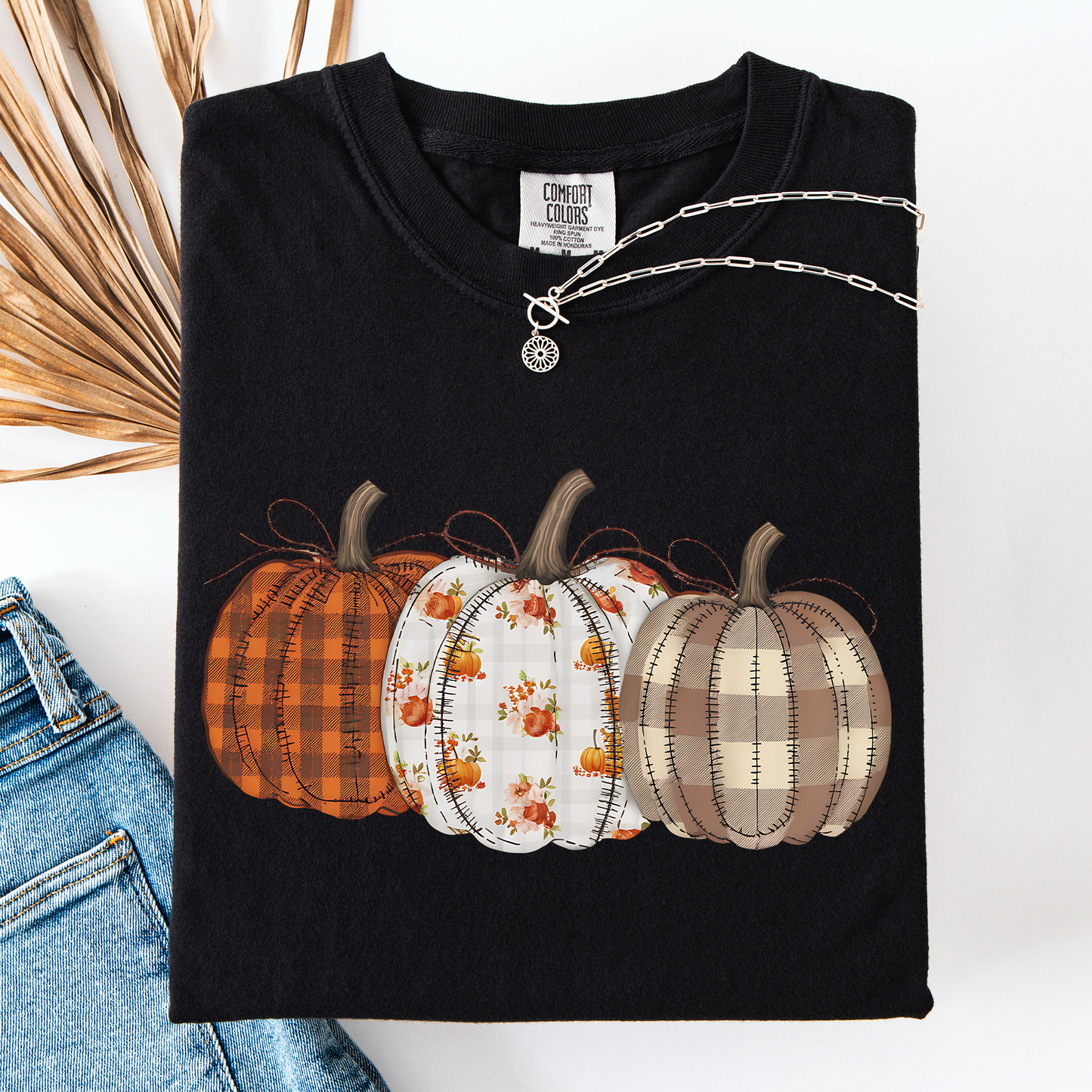 Cute Patterned Pumpkins, Halloween, Autumn, Fall, Plaid, Comfort Colors T-Shirt