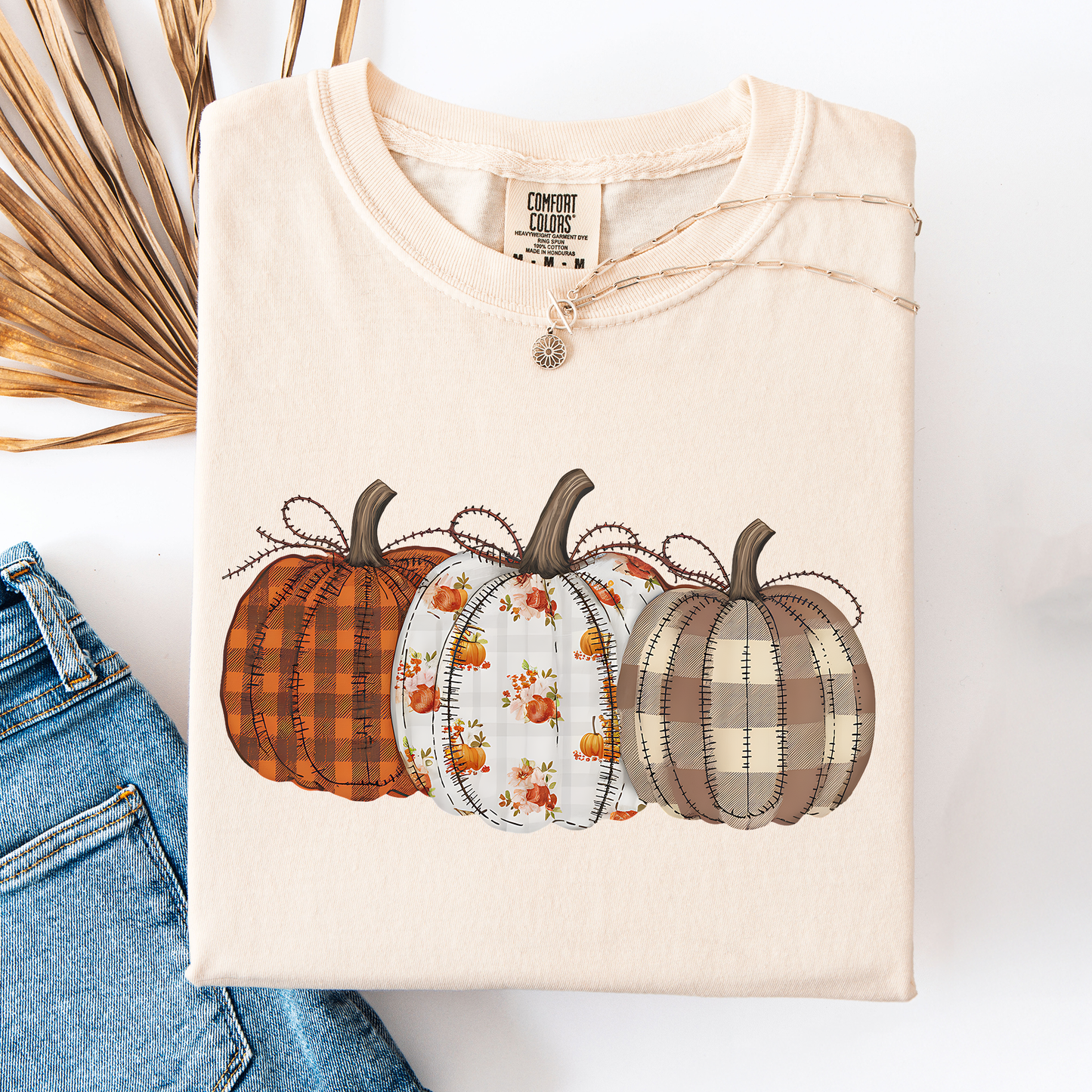Cute Patterned Pumpkins, Halloween, Autumn, Fall, Plaid, Comfort Colors T-Shirt