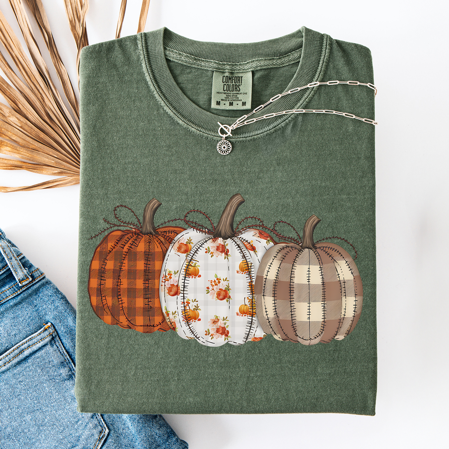 Cute Patterned Pumpkins, Halloween, Autumn, Fall, Plaid, Comfort Colors T-Shirt