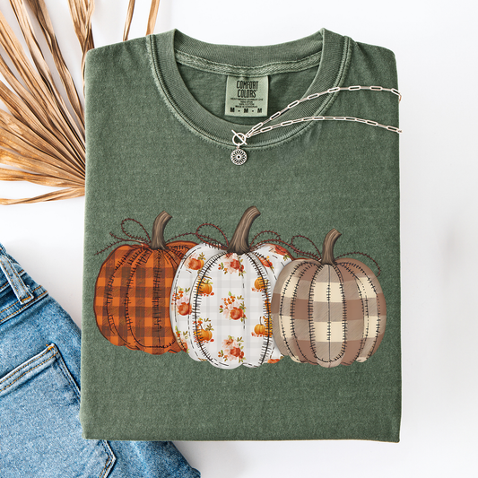 Cute Patterned Pumpkins, Halloween, Autumn, Fall, Plaid, Comfort Colors T-Shirt