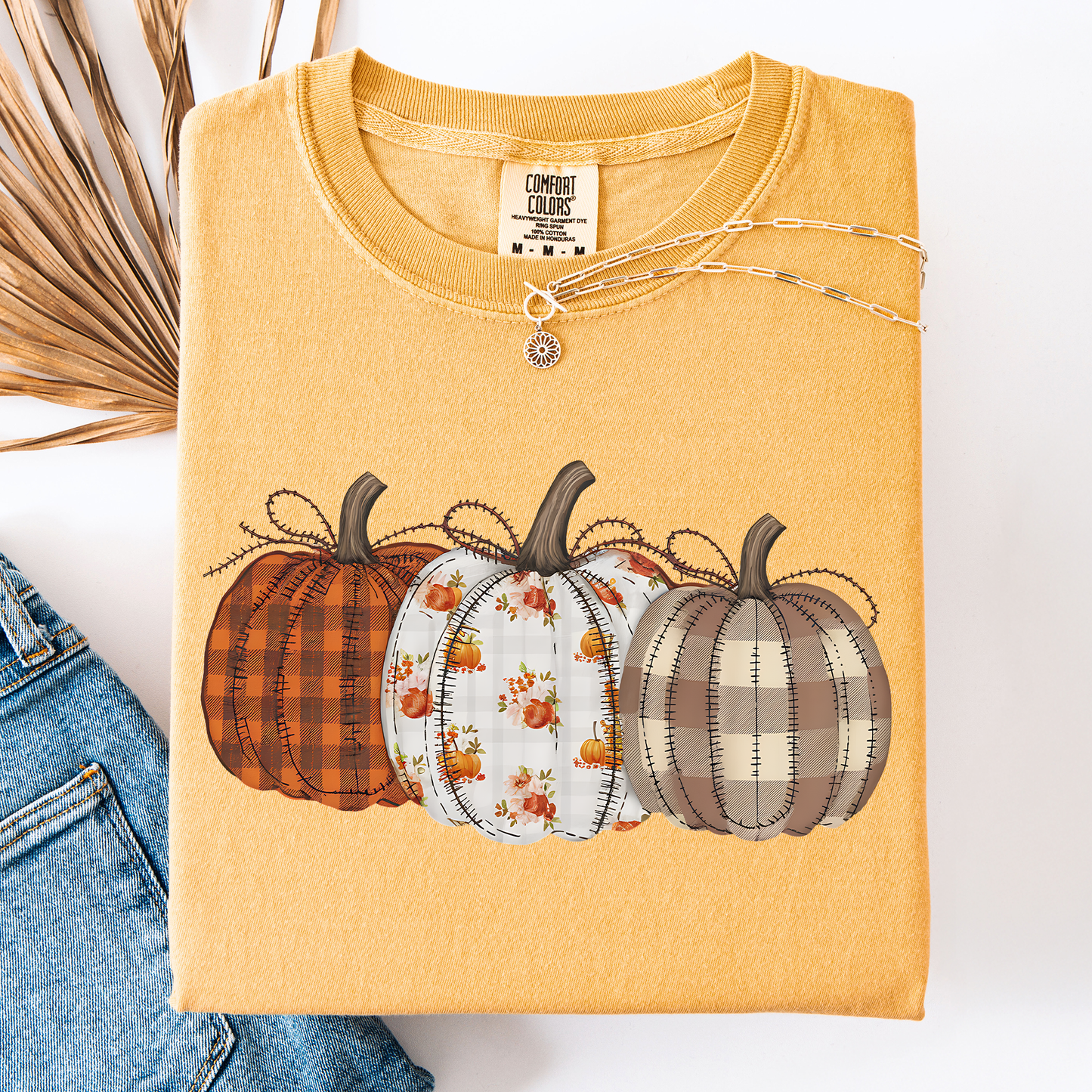 Cute Patterned Pumpkins, Halloween, Autumn, Fall, Plaid, Comfort Colors T-Shirt
