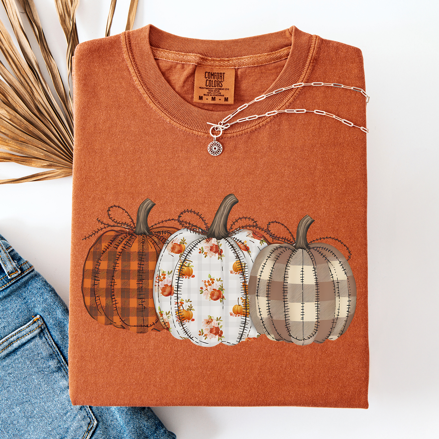 Cute Patterned Pumpkins, Halloween, Autumn, Fall, Plaid, Comfort Colors T-Shirt