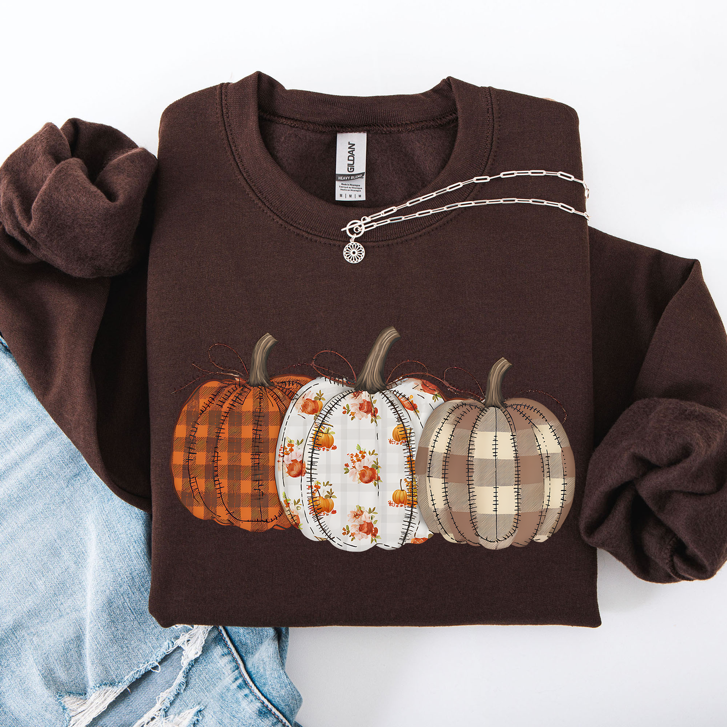 Cute Patterned Pumpkins, Halloween, Autumn, Fall, Plaid, Halloween Sweatshirt