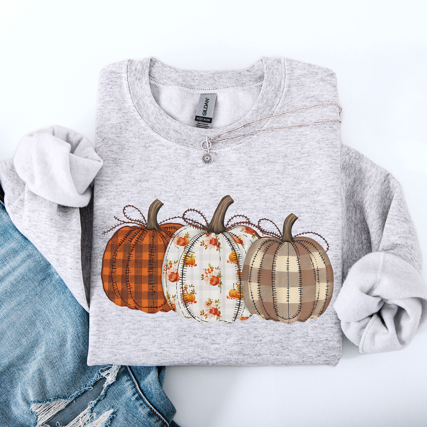 Cute Patterned Pumpkins, Halloween, Autumn, Fall, Plaid, Halloween Sweatshirt