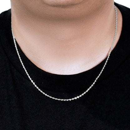 14k White Gold Solid Diamond Cut Rope Chain (1.80 mm)