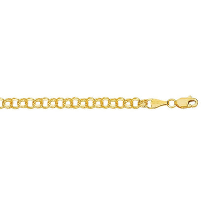 14k Yellow Gold Solid Double Link Charm Bracelet (5.00 mm)