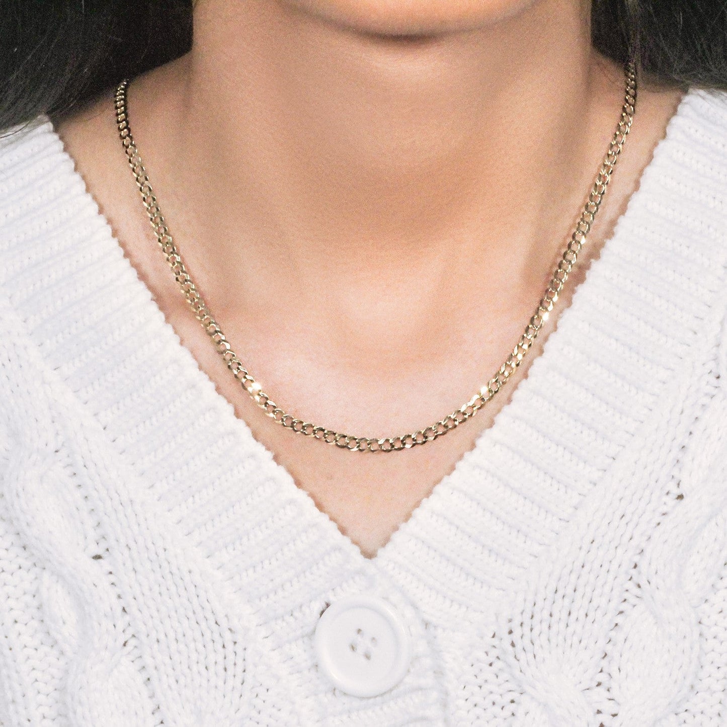 14k Yellow Gold Solid Curb Chain (3.60 mm)