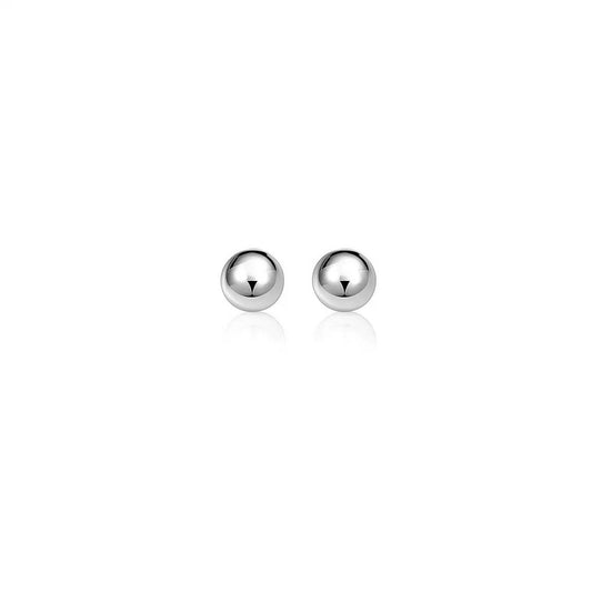 14k White Gold Classic Round Stud Earrings (6mm)