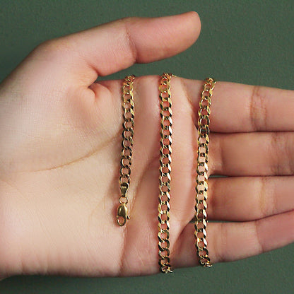 14k Yellow Gold Solid Curb Chain (4.70 mm)