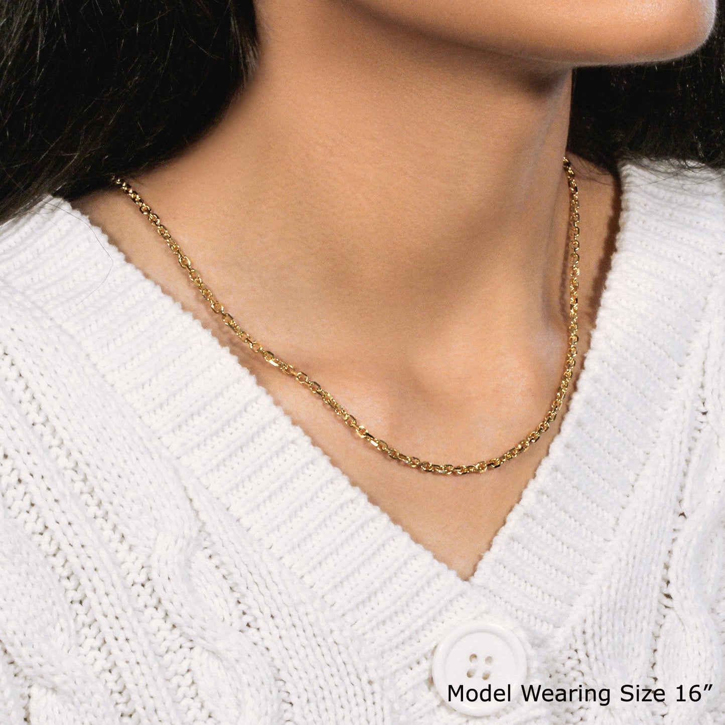 14k Yellow Gold Diamond Cut Cable Link Chain (3.0 mm)