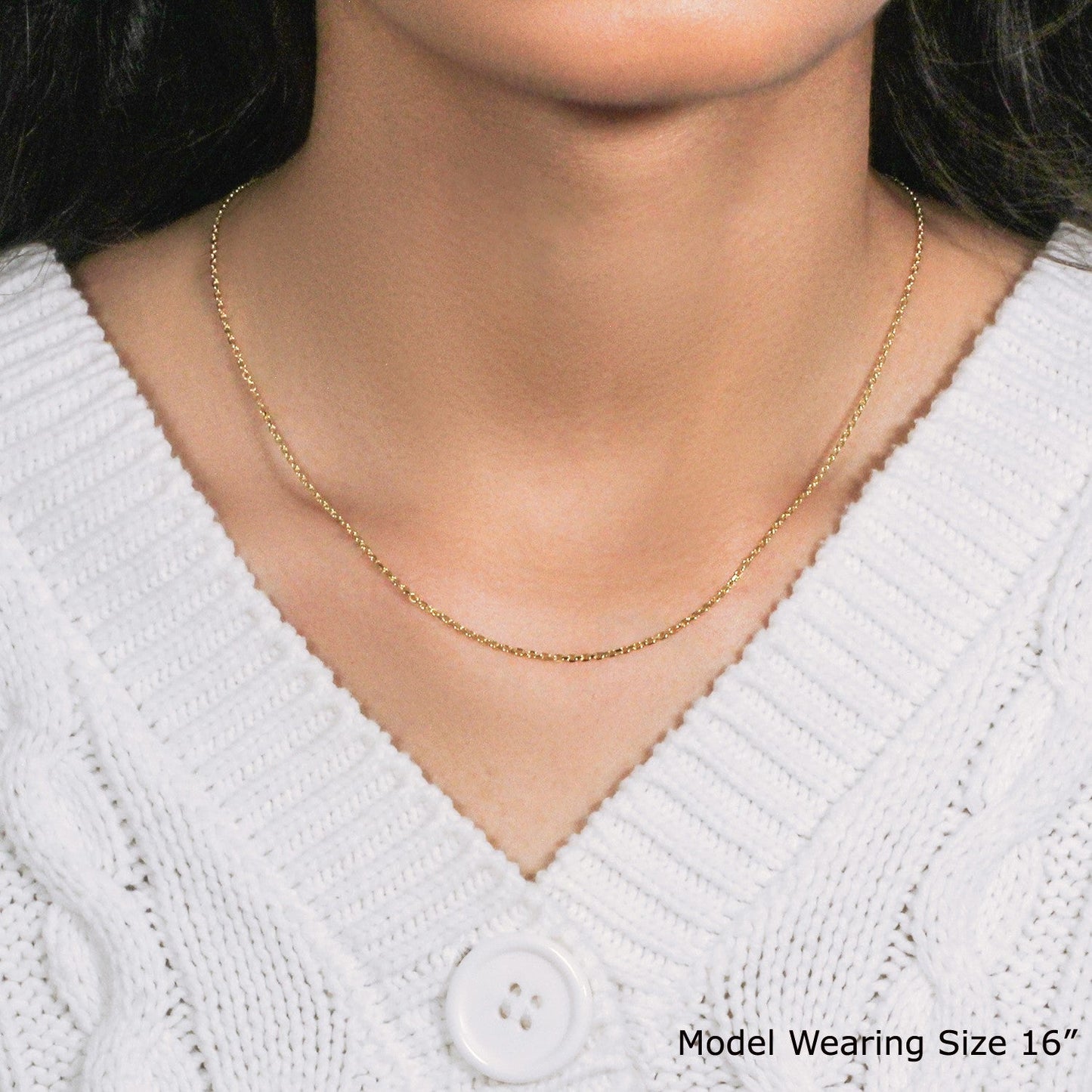 14k Yellow Gold Diamond Cut Cable Link Chain (1.30 mm)