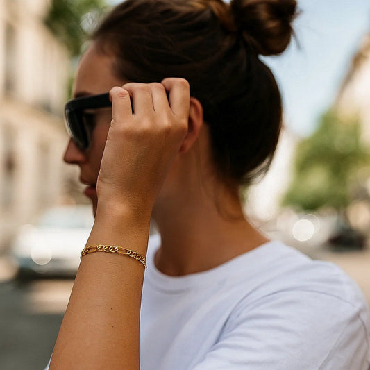 14k Yellow Gold Solid Figaro Bracelet (3.80 mm)