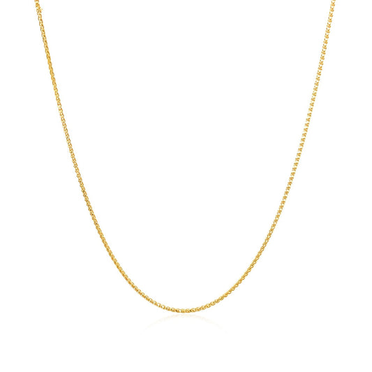 14k Yellow Gold Diamond Cut Round Wheat Chain (0.60 mm)