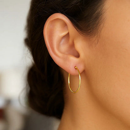 14k Yellow Gold Polished Hoop Earrings (1.5x25mm)