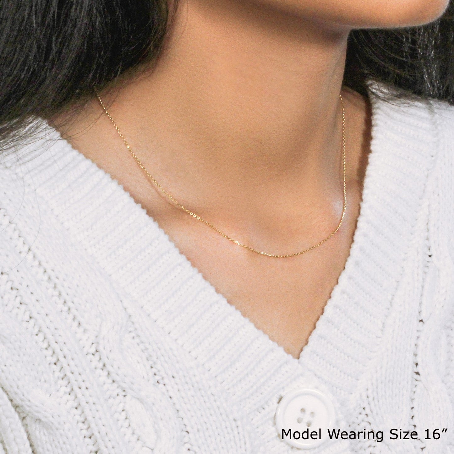 14k Yellow Gold Diamond Cut Cable Link Chain (0.87 mm)