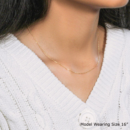 14k Yellow Gold Diamond Cut Cable Link Chain (0.87 mm)