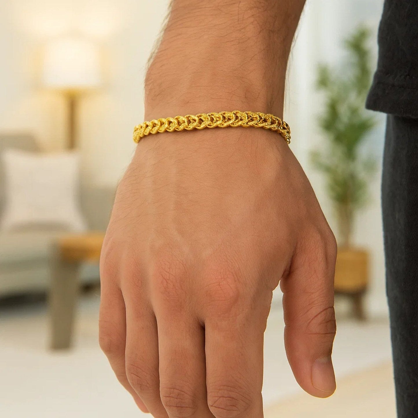 14k Yellow Gold Square Franco Bracelet  (4.40 mm)