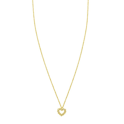 14K Yellow Gold Petite Diamond Heart Necklace