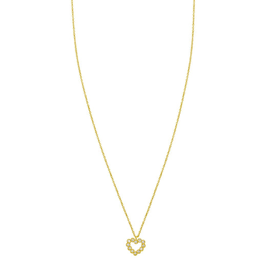 14K Yellow Gold Petite Diamond Heart Necklace