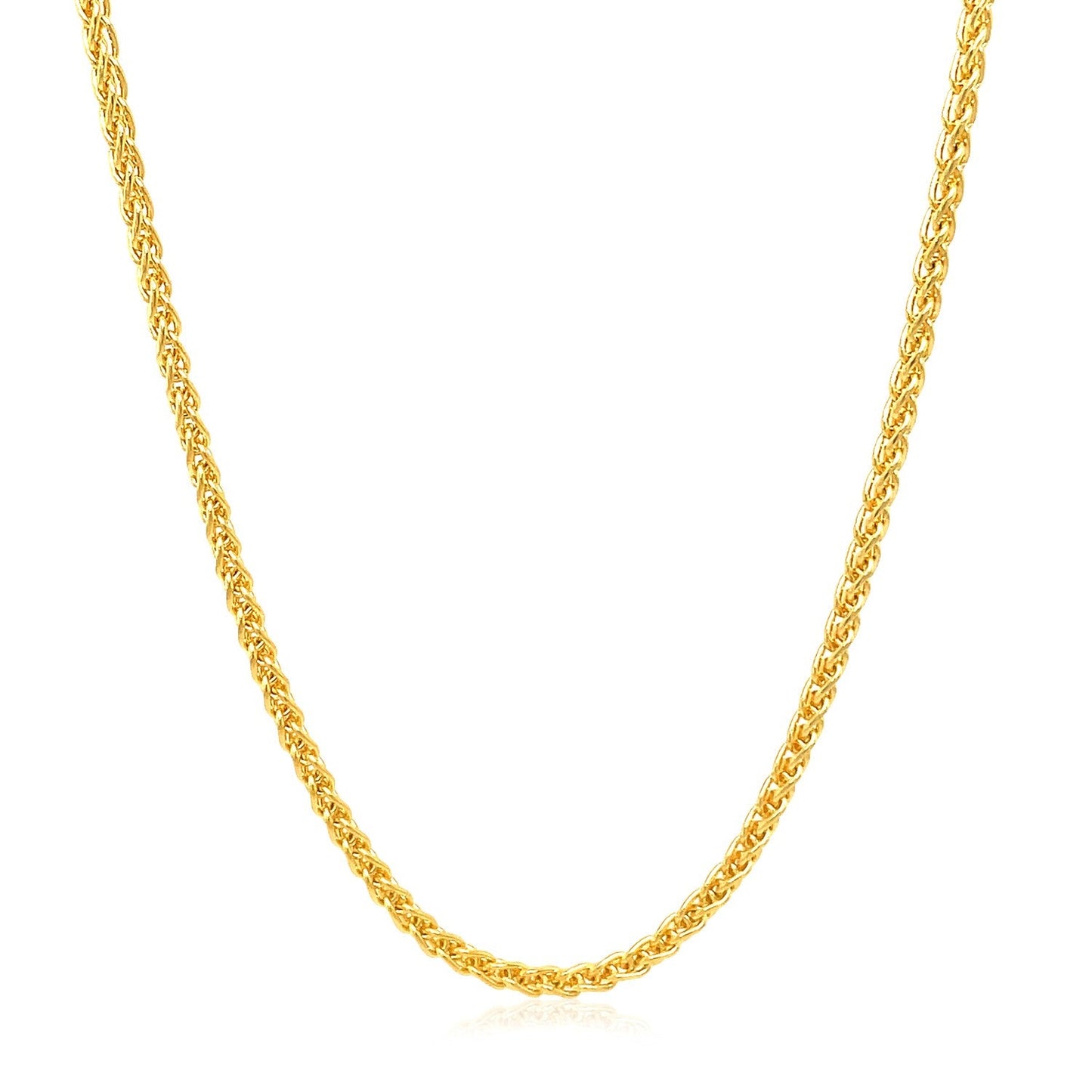 14k Yellow Gold Round Wheat Chain (2.1 mm)