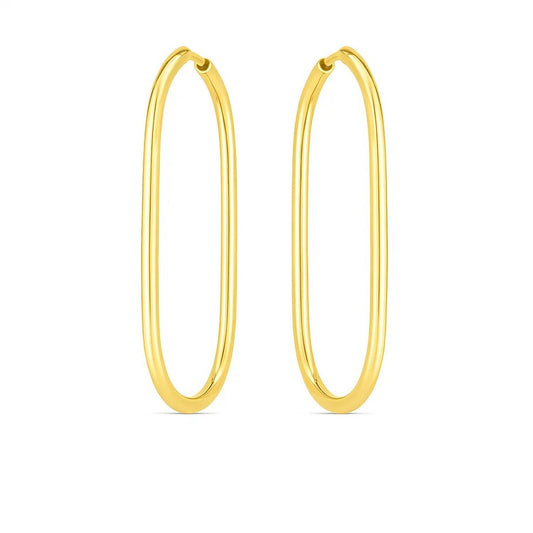 14k Yellow Gold Endless Large Paperclip Hoop Earrings