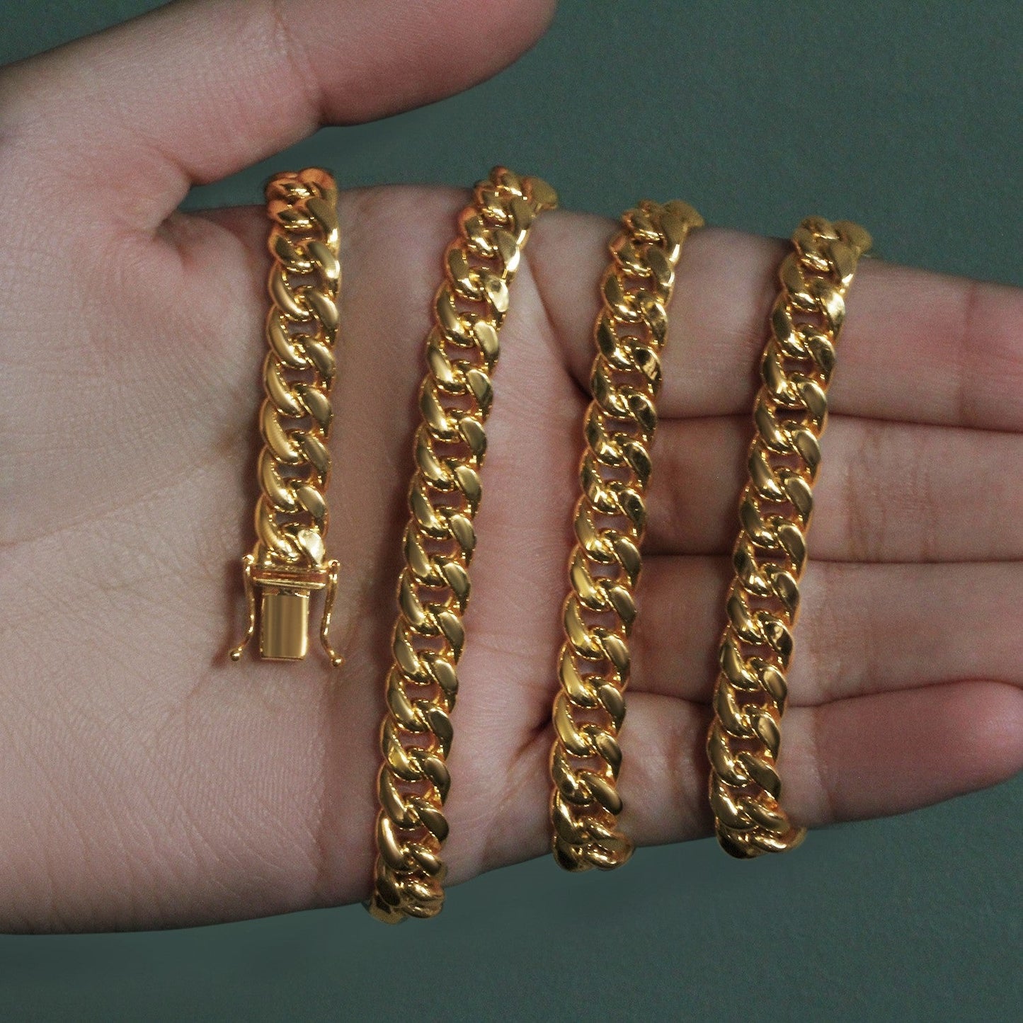14k Yellow Gold Semi Solid Miami Cuban Chain (7.20 mm)